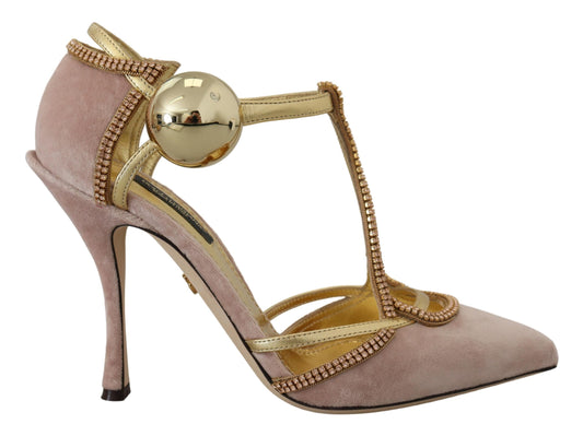 Elegantes zapatos de tacón de cristal rosa con tacones altos