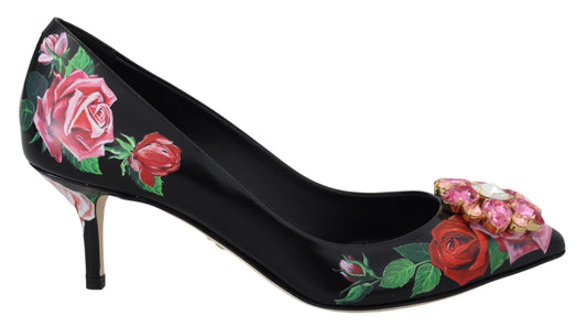 Zapatos de tacón elegantes con cristales florales