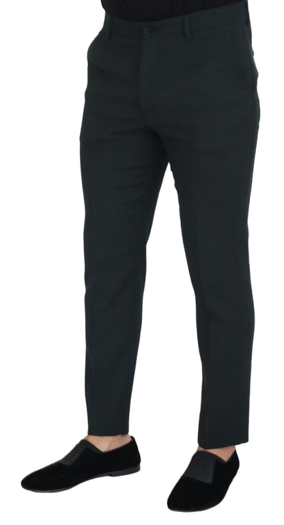 Blauwe wollen slim-fit formele broek