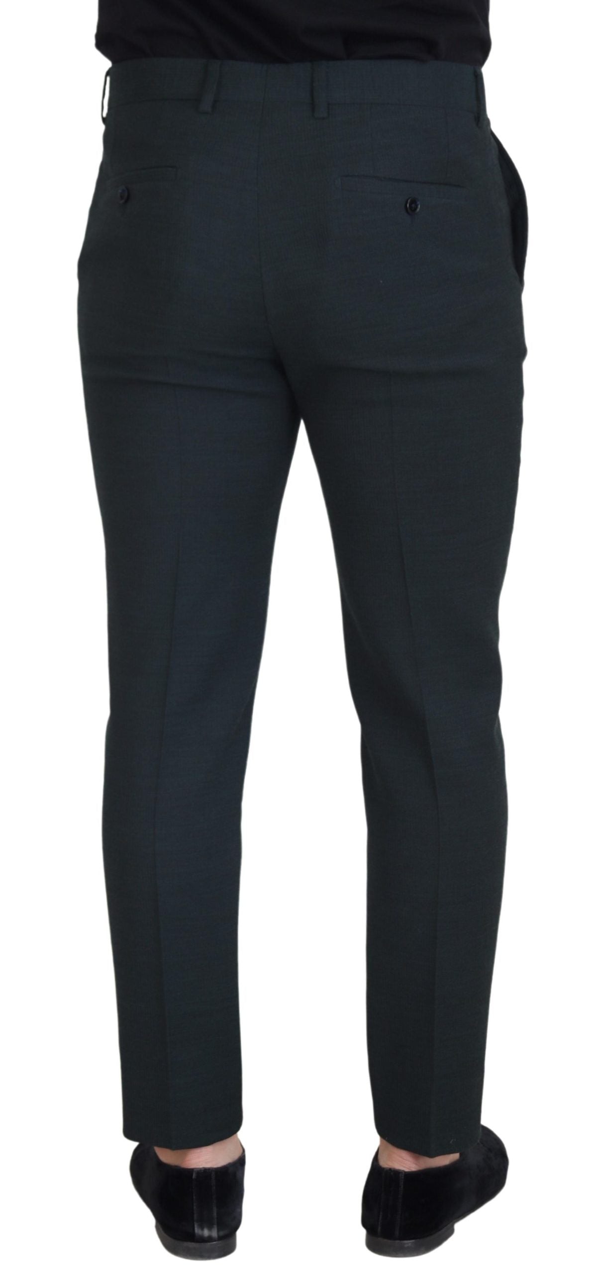 Blauwe wollen slim-fit formele broek