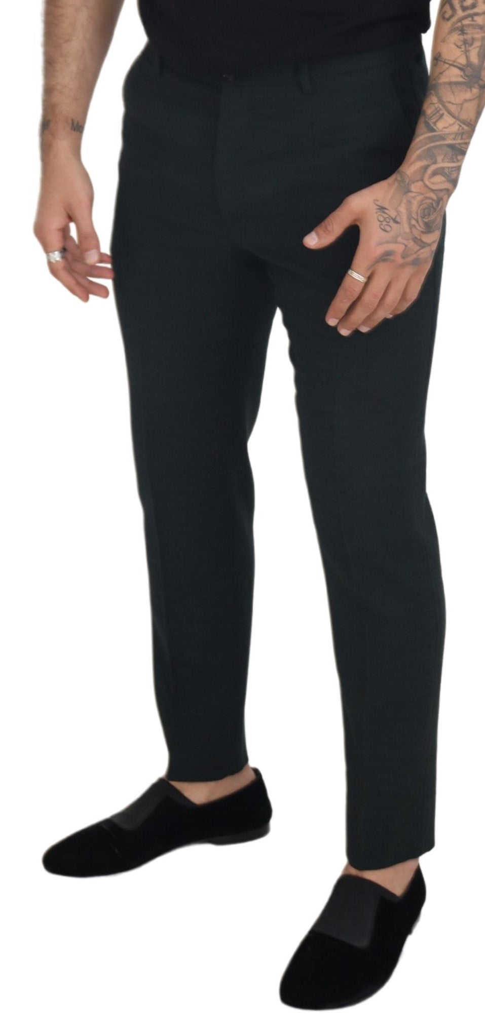 Blauwe wollen slim-fit formele broek