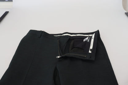 Blauwe wollen slim-fit formele broek