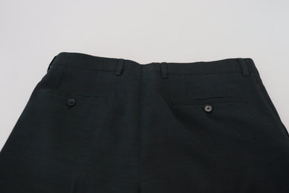 Blauwe wollen slim-fit formele broek