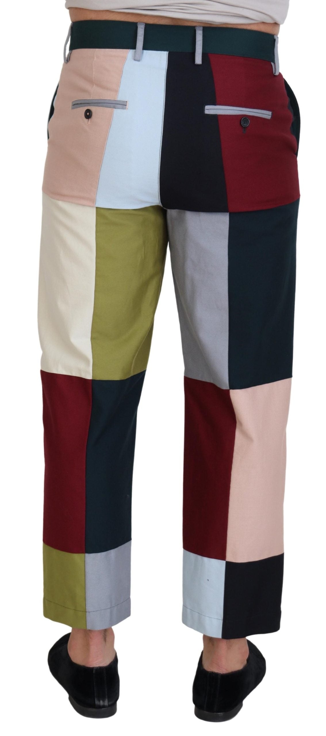 Impresionantes pantalones de patchwork multicolor