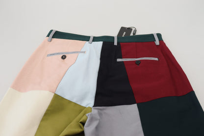 Impresionantes pantalones de patchwork multicolor