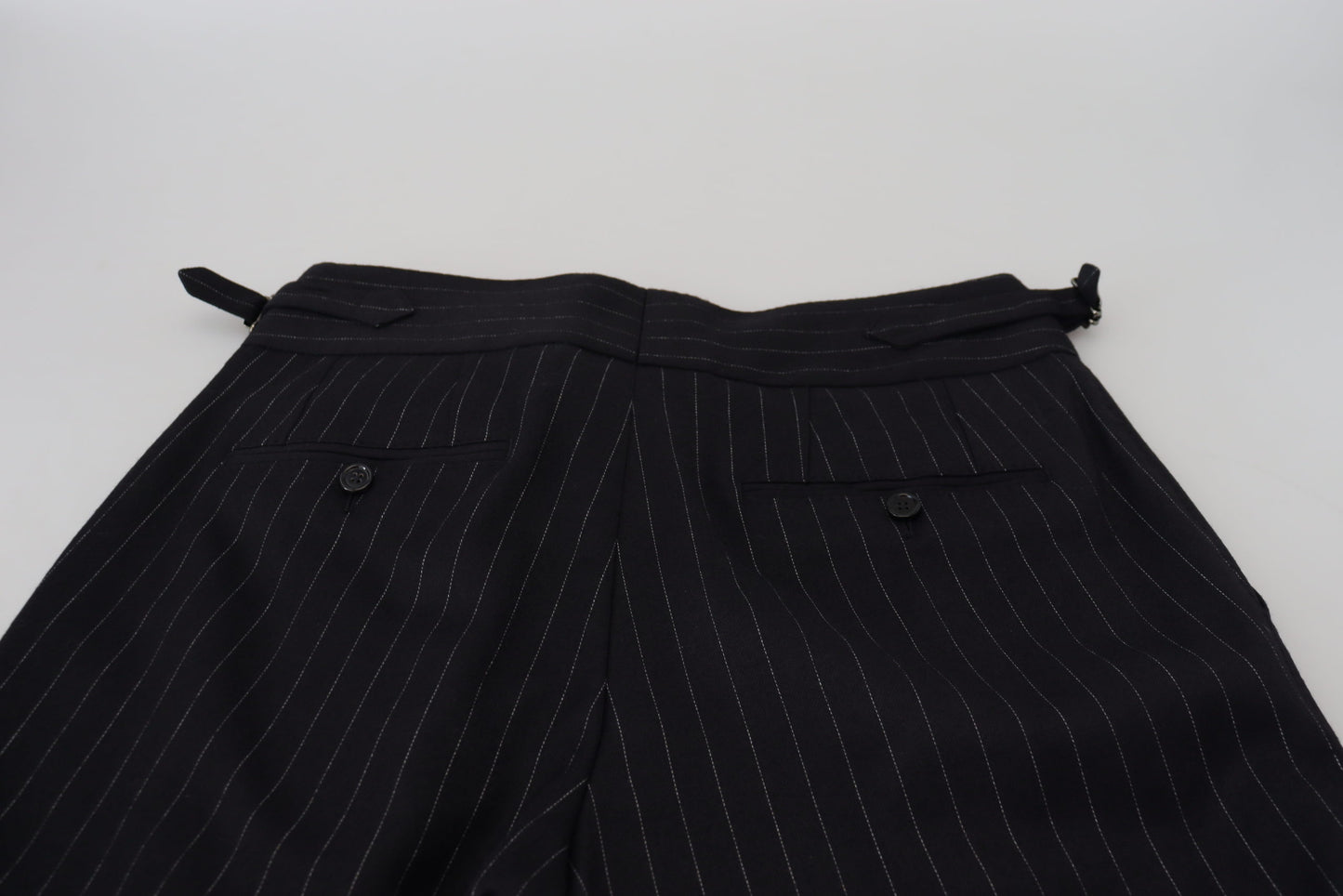 Elegante zwart gestreepte broek van wolmix