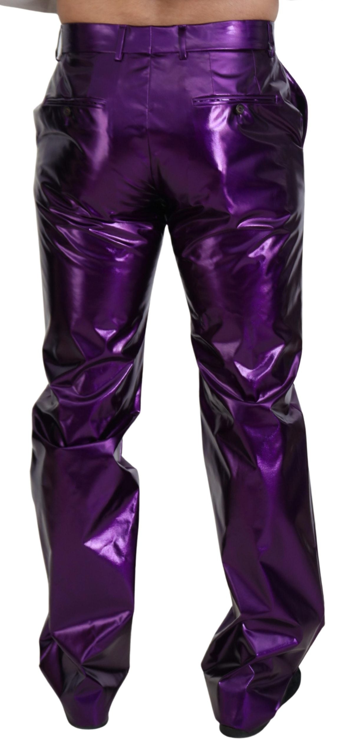 Elegantes pantalones de corte recto de color morado brillante