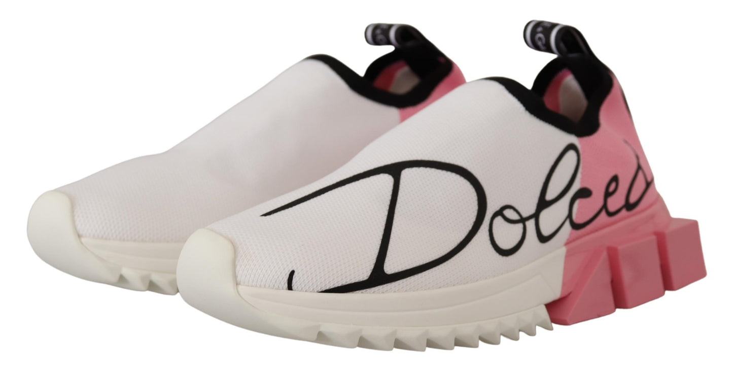 Elegantes zapatillas deportivas sin cordones Sorrento en blanco y rosa