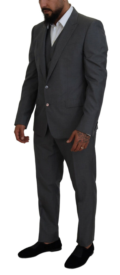 Sleek Silver Martini Slim Fit Three-Piece Suit