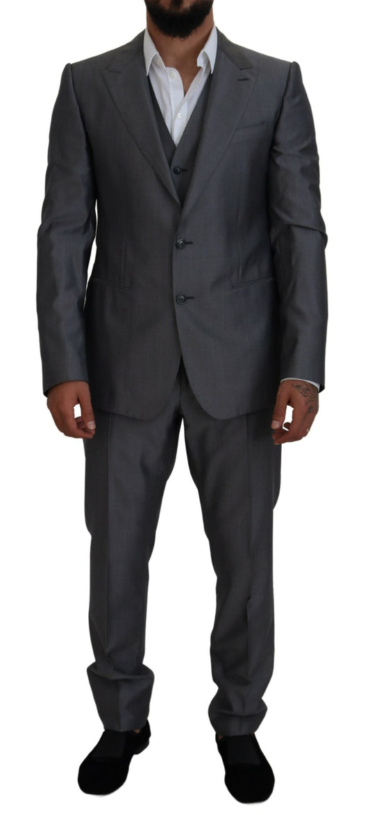 Elegante conjunto de traje Sicilia gris plateado