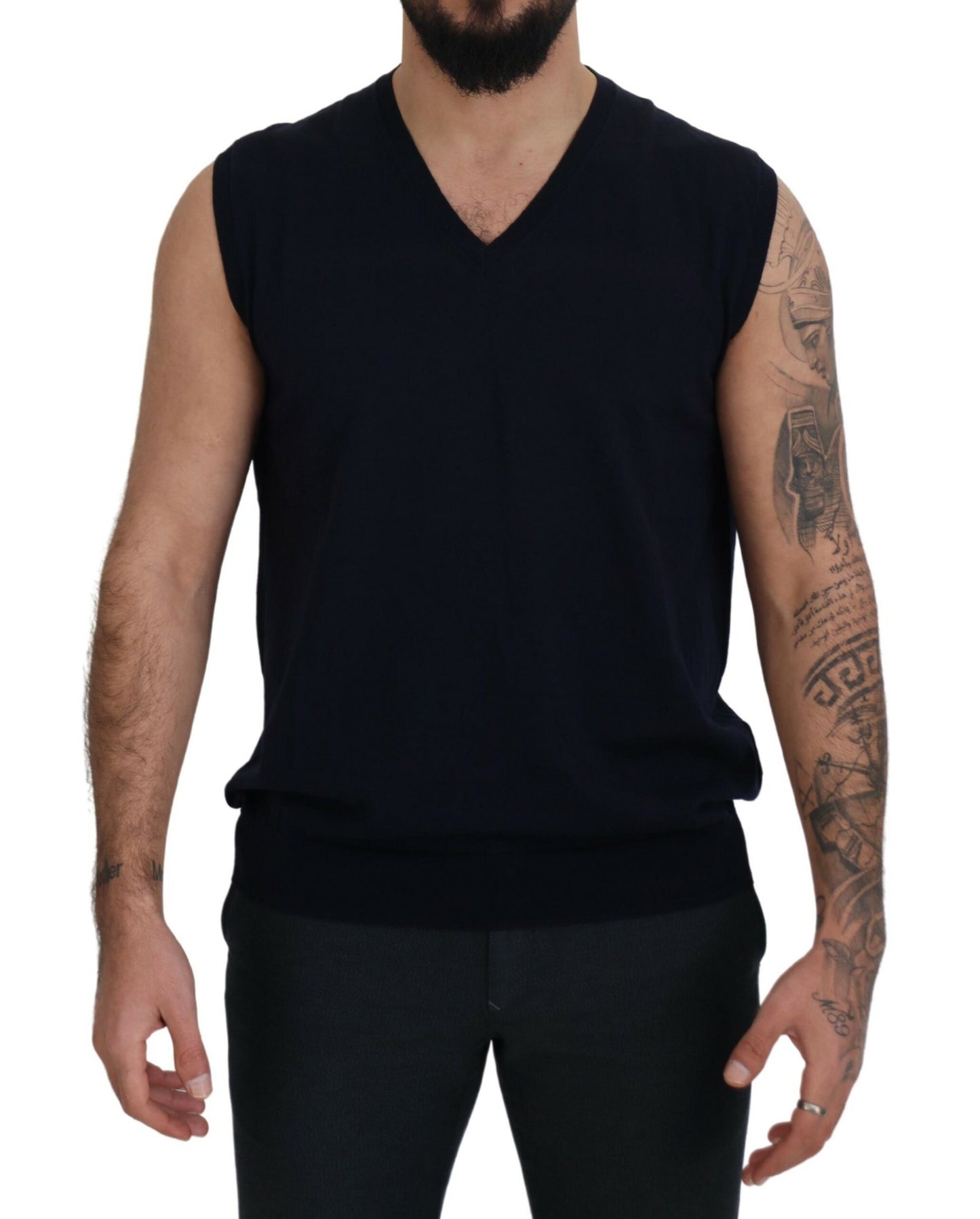 Sleek Black V-Neck Sleeveless Tank