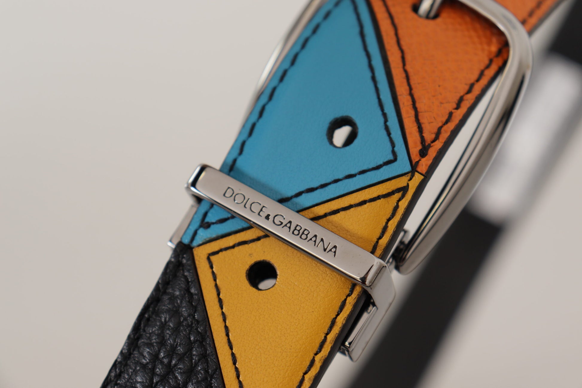 Elegant Multicolor Leather Belt with Silver Buckle