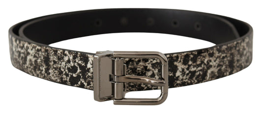 Elegante leren riem met zwarte marmerprint