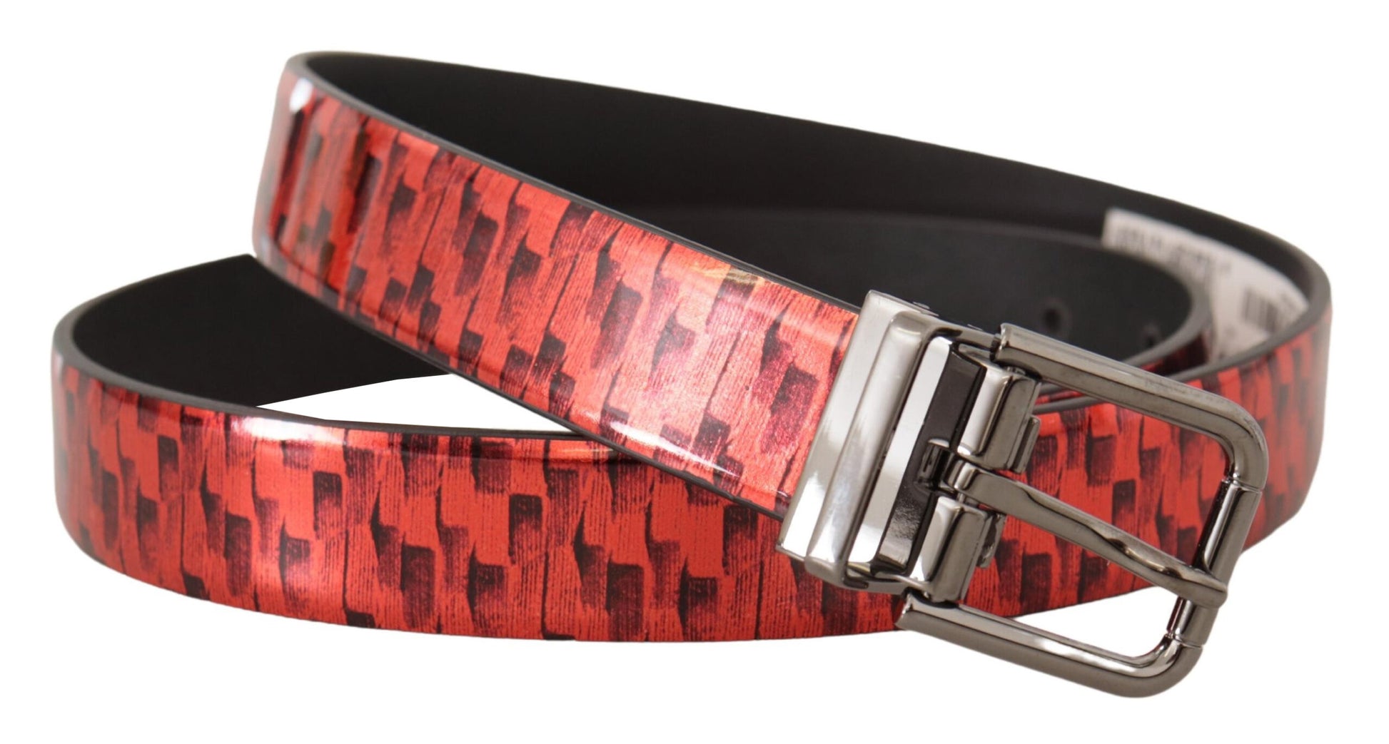 Elegante rode leren riem met zilveren gesp