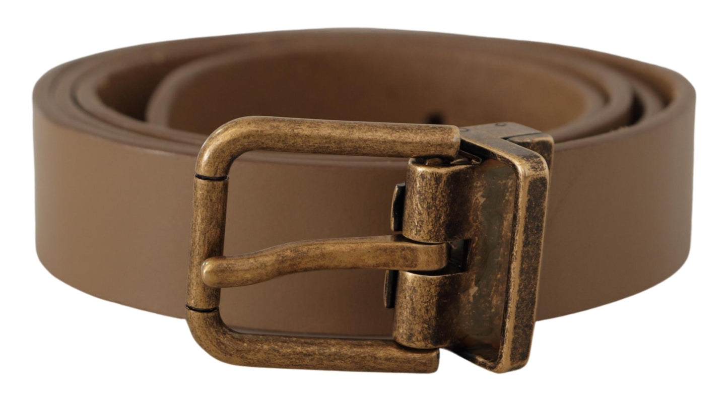 Elegante bruinleren riem met messingkleurige gesp