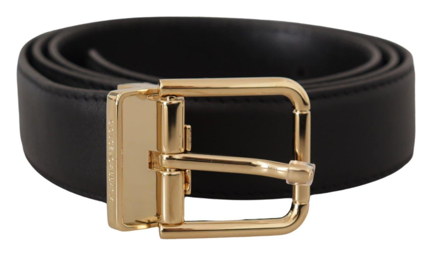 Elegante zwarte leren riem met metalen gesp