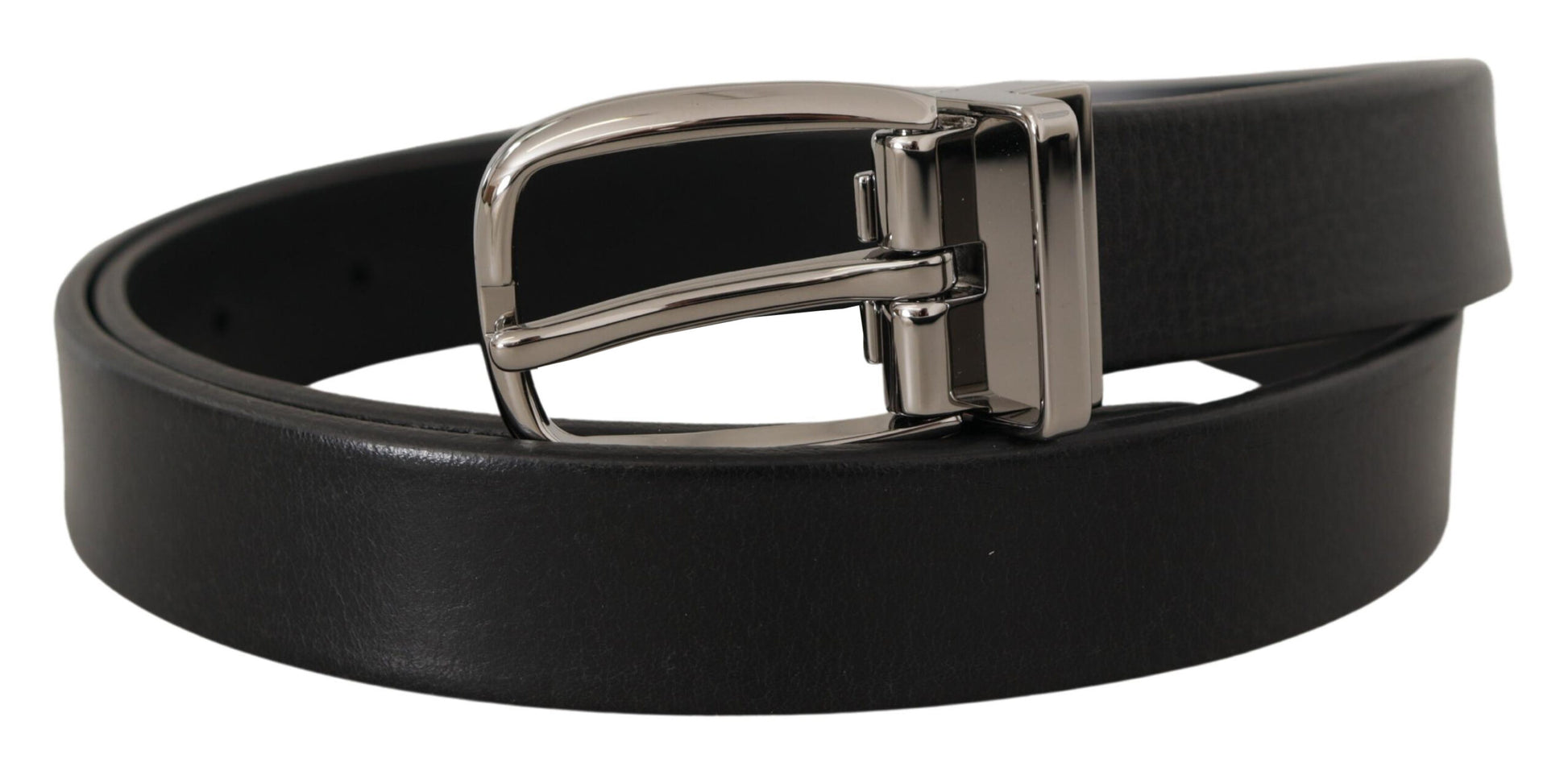 Elegante zwarte leren riem met metalen gesp