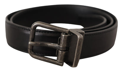 Elegante zwarte leren riem met metalen gesp