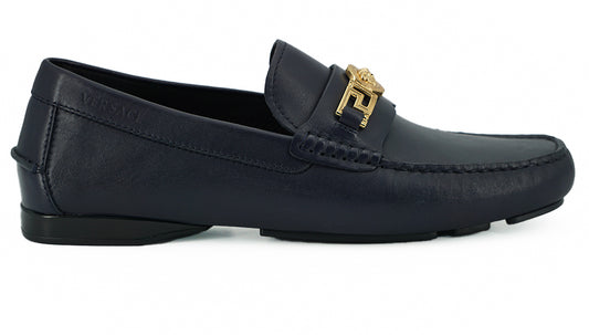 Elegante marineblauwe kalfsleren loafers