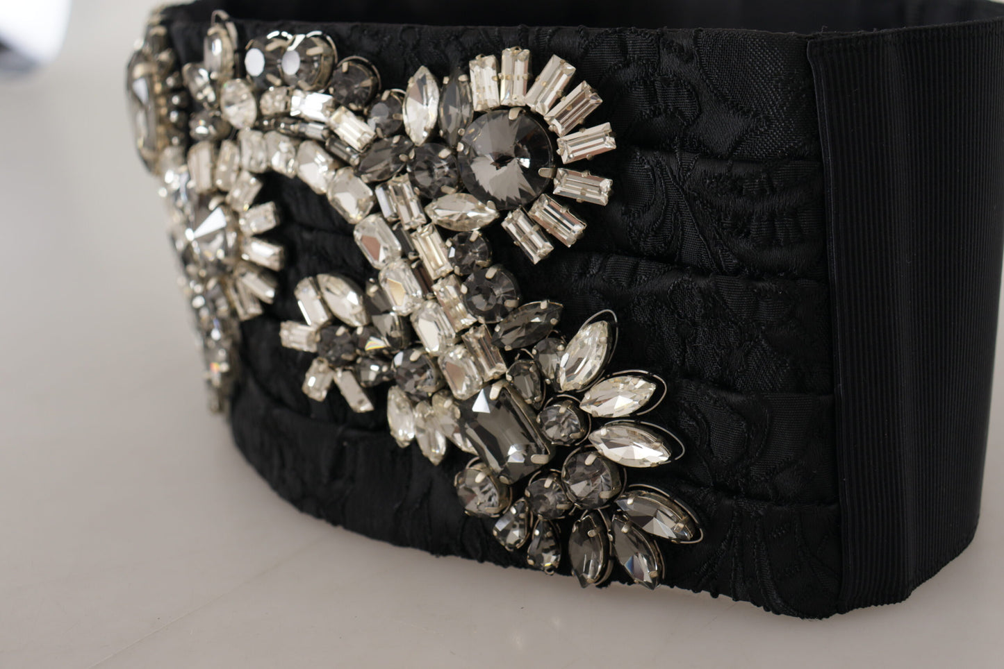 Elegant Rhinestone-Embellished Silk Belt