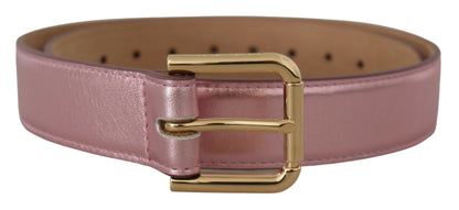 Elegante metallic roze leren riem