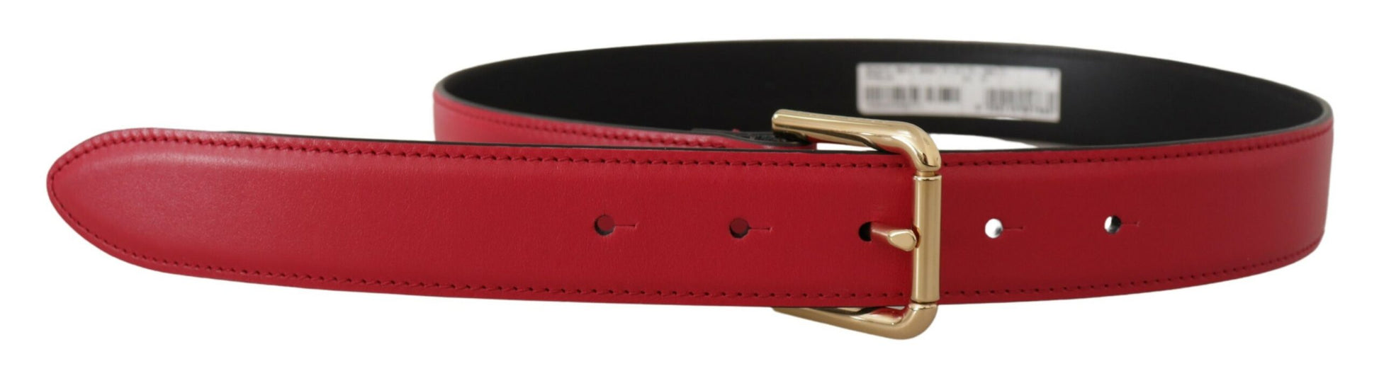 Elegante rode leren riem met goudkleurige gesp