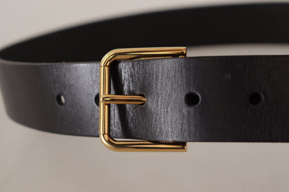 Elegante zwarte leren riem met goudkleurige gesp