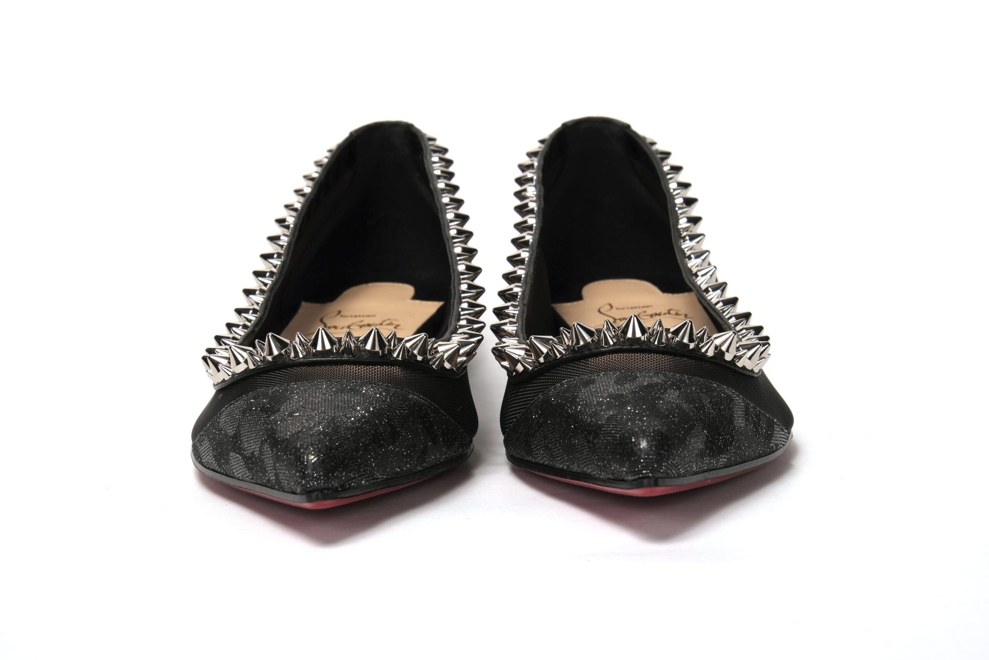 Black Silver Flat Point Toe Shoe