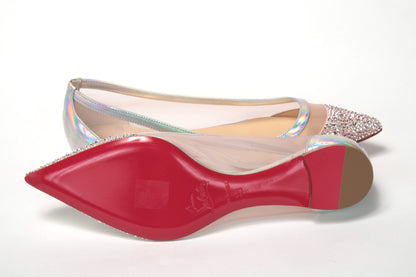 Silver Rose Flat Point Crystals Toe Shoe