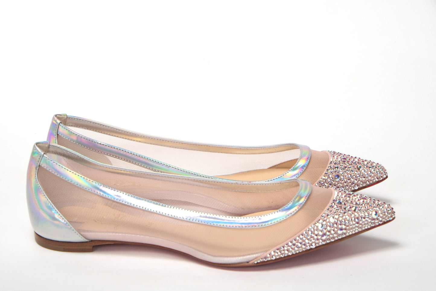 Silver Rose Flat Point Crystals Toe Shoe