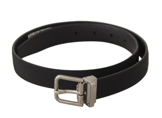 Elegante riem van zwart canvas en leer