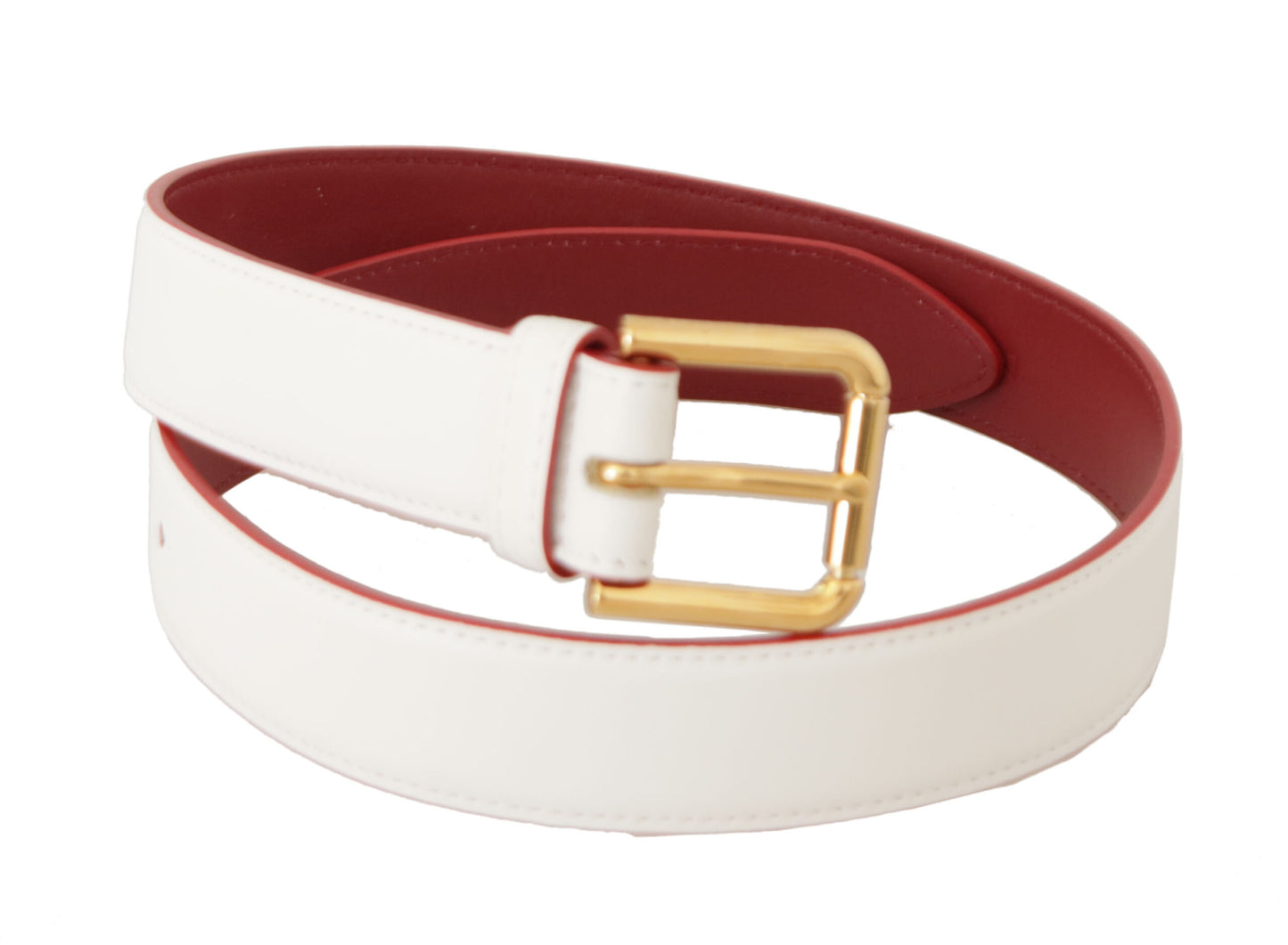 Elegante witte leren riem met gegraveerde gesp