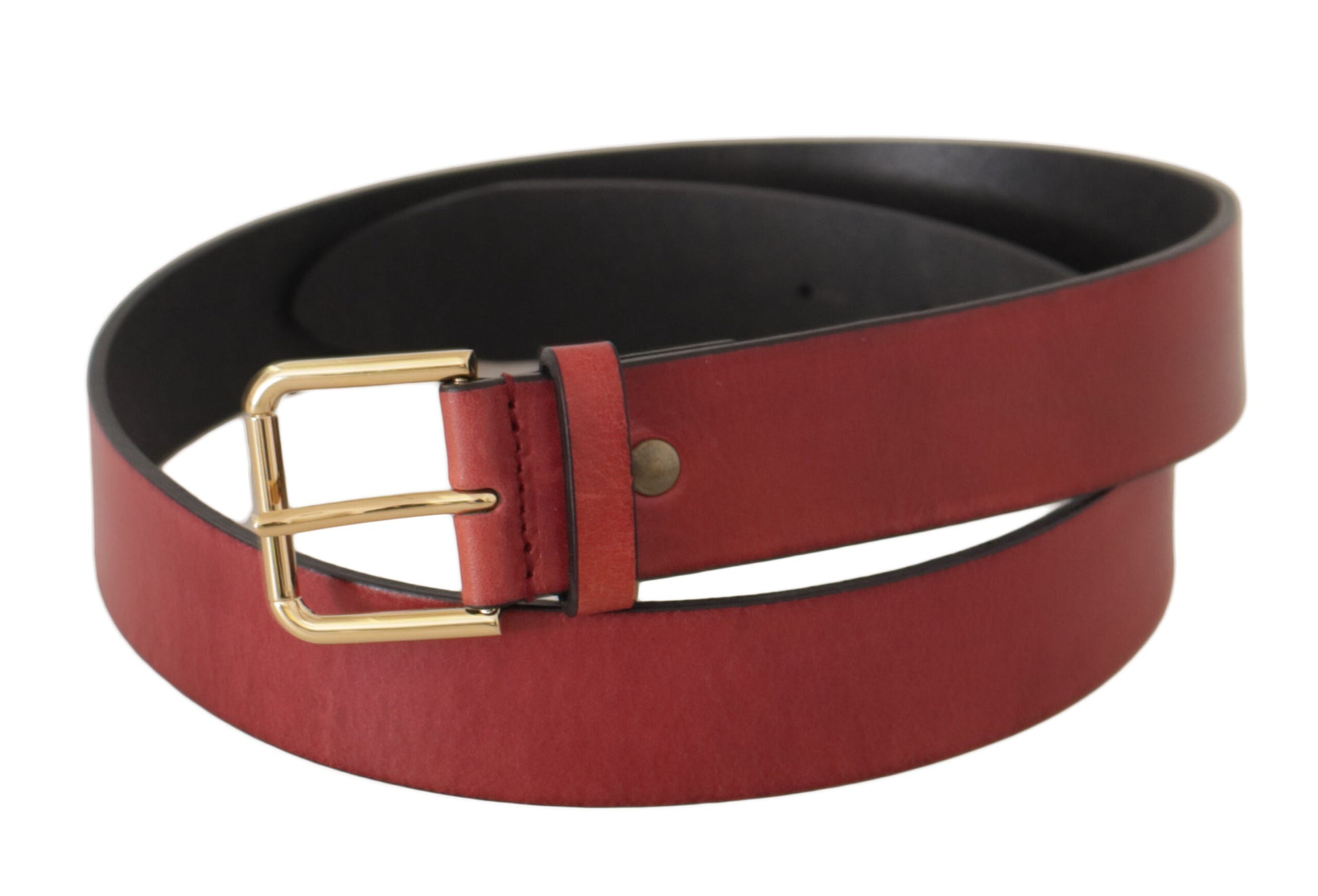 Elegante rode leren riem met gegraveerde gesp