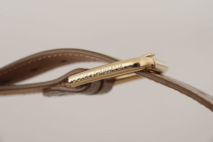 Elegante bronzen leren riem met logogesp