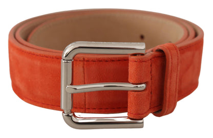 Elegante suède leren riem in levendig oranje