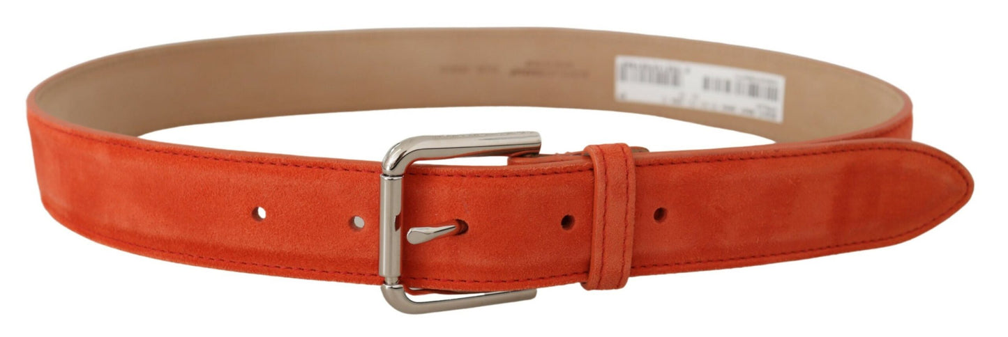 Elegante suède leren riem in levendig oranje