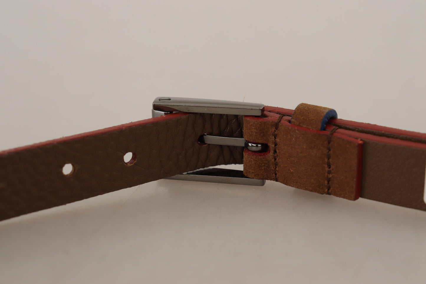 Chic Suede Belt with Logo Engraved Buckle