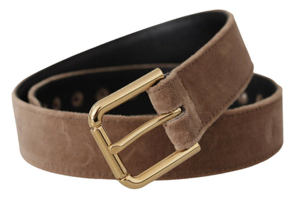 Elegant Velvet Logo Buckle Belt