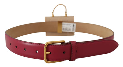 Elegante roze lederen riem met hoofdtelefoonhoes