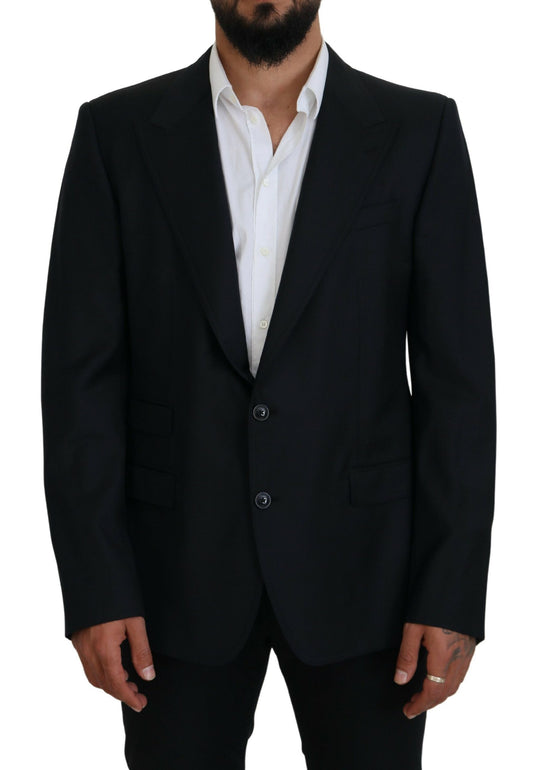 Elegante blazer cruzado azul oscuro