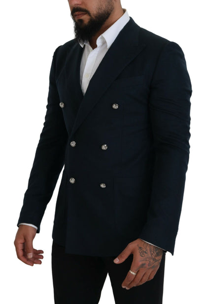 Elegant Cashmere-Silk Blend Blue Blazer