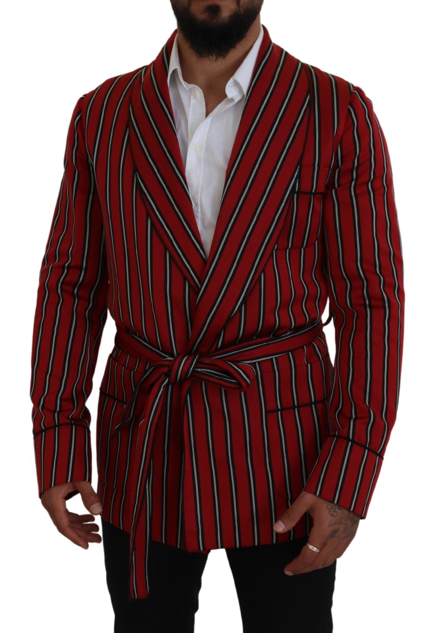 Elegante rood gestreepte lange gewaad luxe kleding