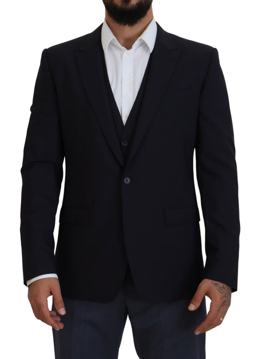 Elegante blazer Martini de mezcla de lana azul marino