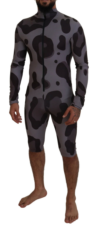 Elite grijs wetsuit-badpak voor heren met patroon