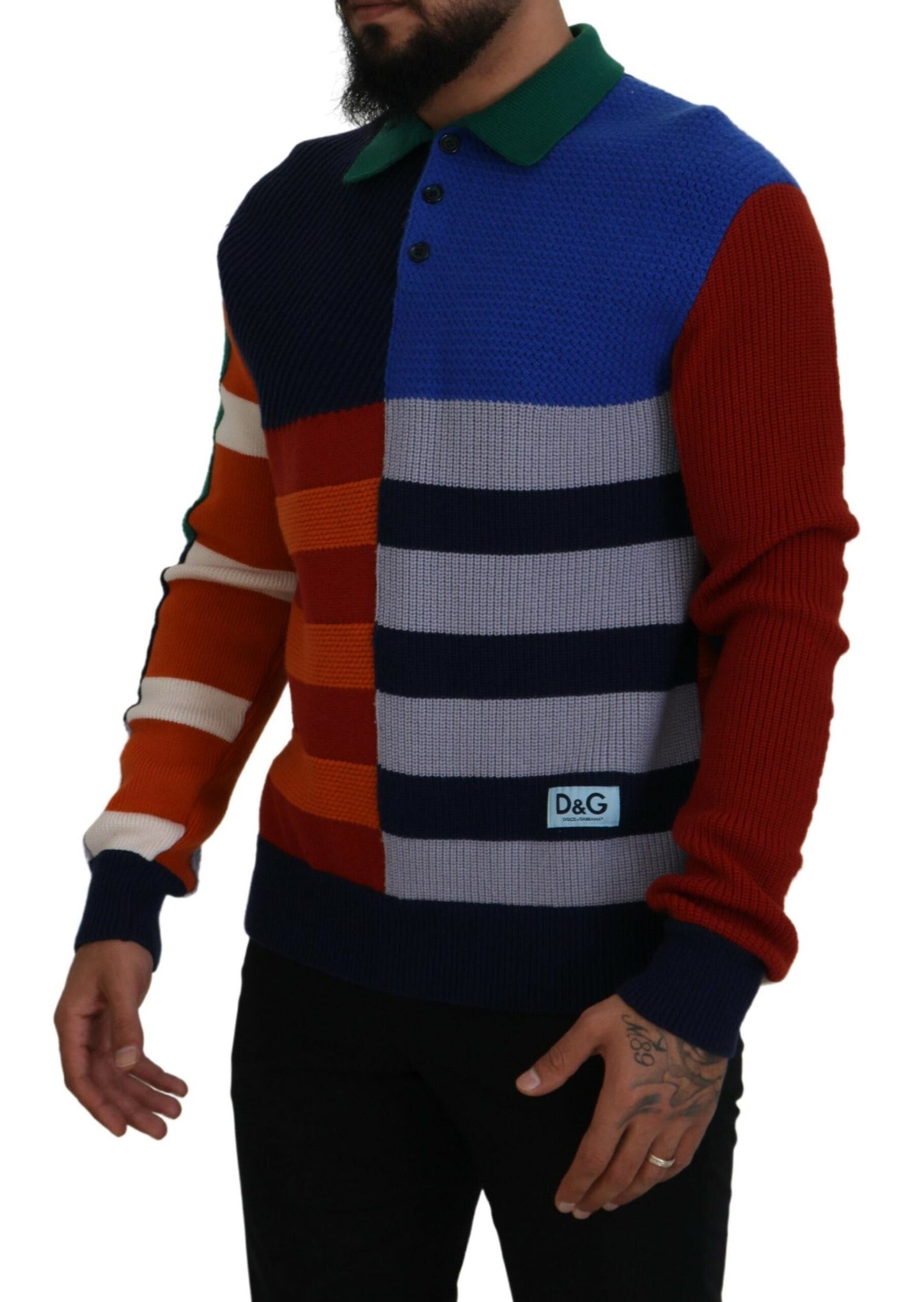 Pullover Sweater in Multicolor Stripes