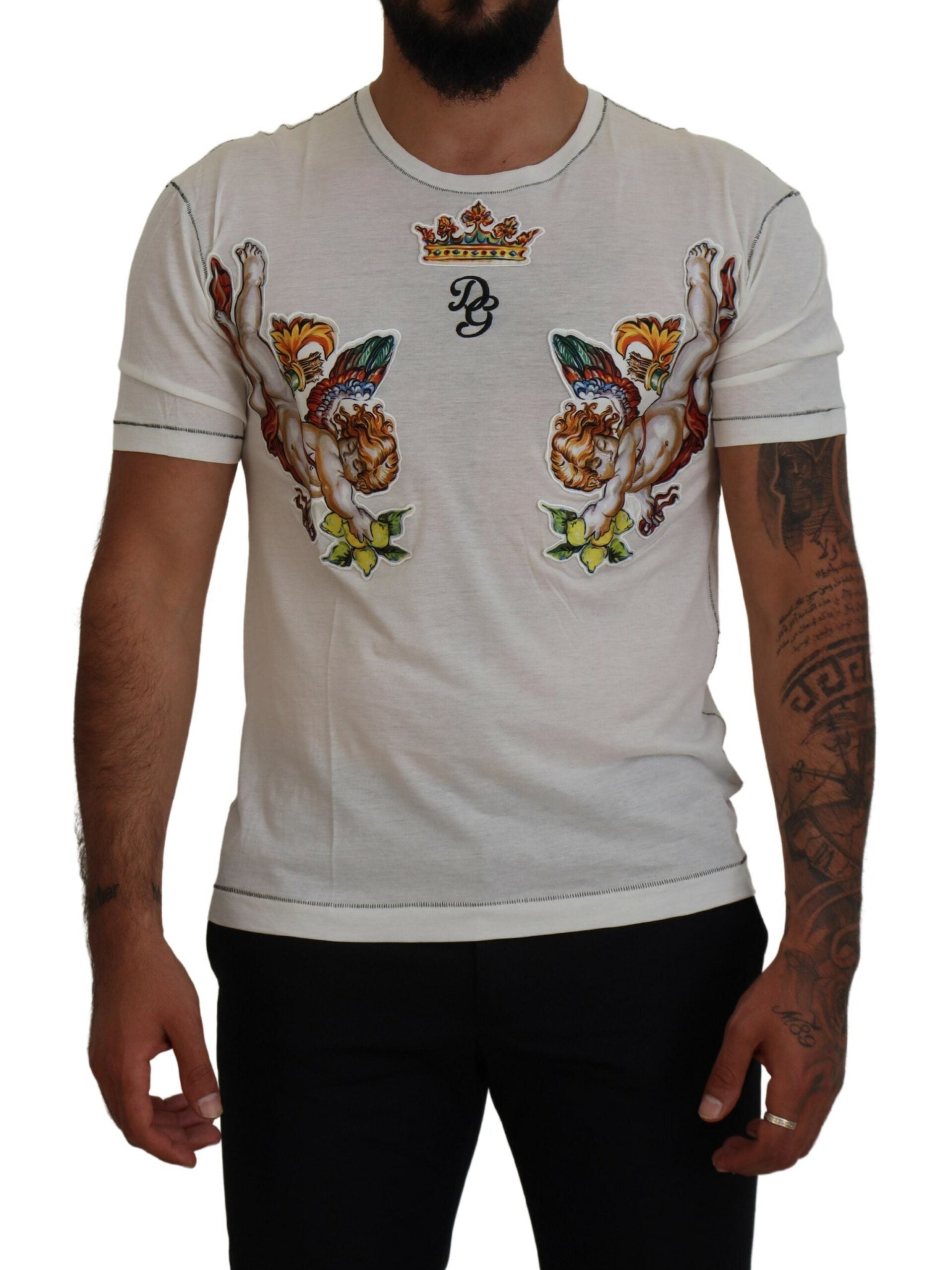 Elegante camiseta blanca de mezcla de algodón y seda