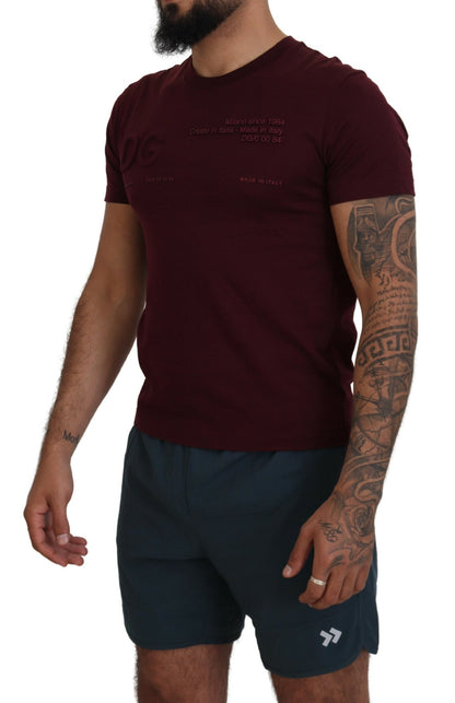 Camiseta informal elegante con cuello redondo granate