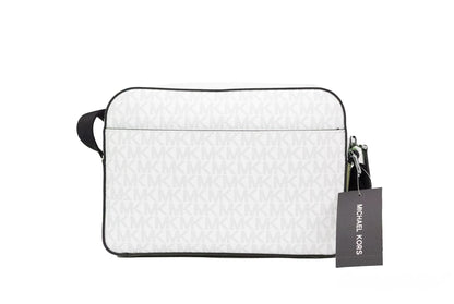 Bolso bandolera utilitario pequeño de PVC con diseño de palma en blanco brillante Cooper