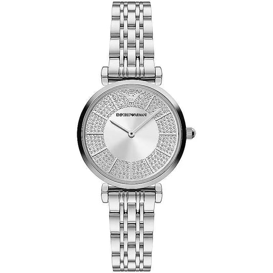 Elegante reloj plateado para mujer.