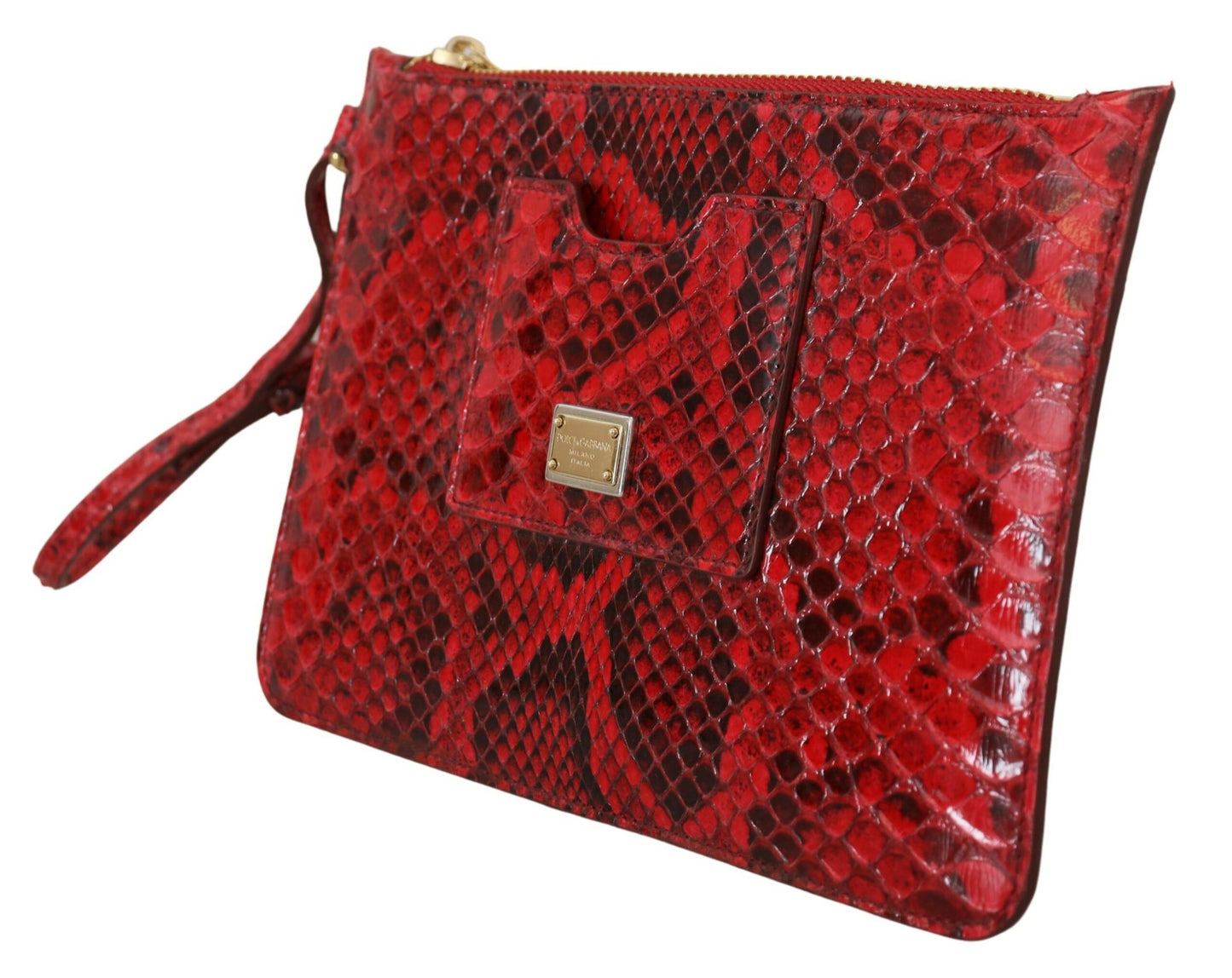 Elegant Red Leather Ayers Snake Clutch